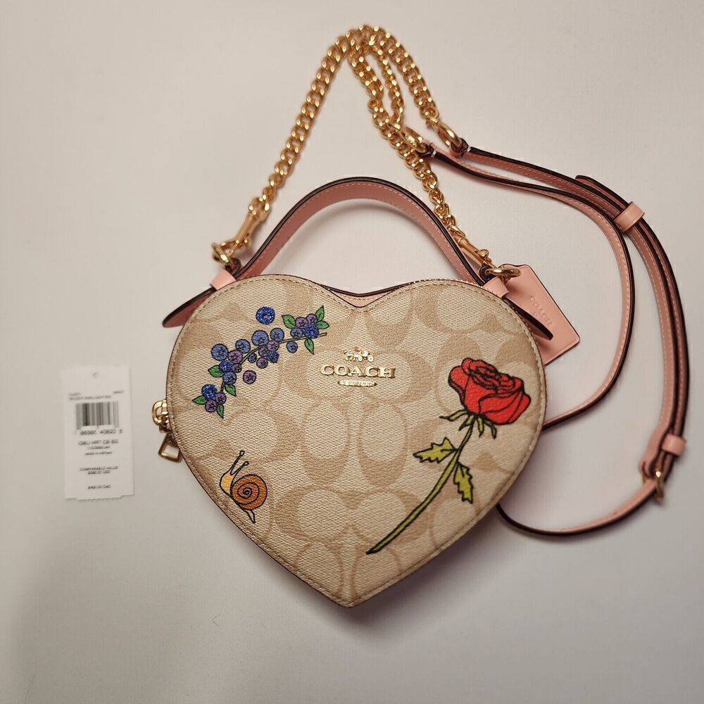 NWT Coach CU373 Coach X Observed By Us Heart Crossbody Signature Canvas Print